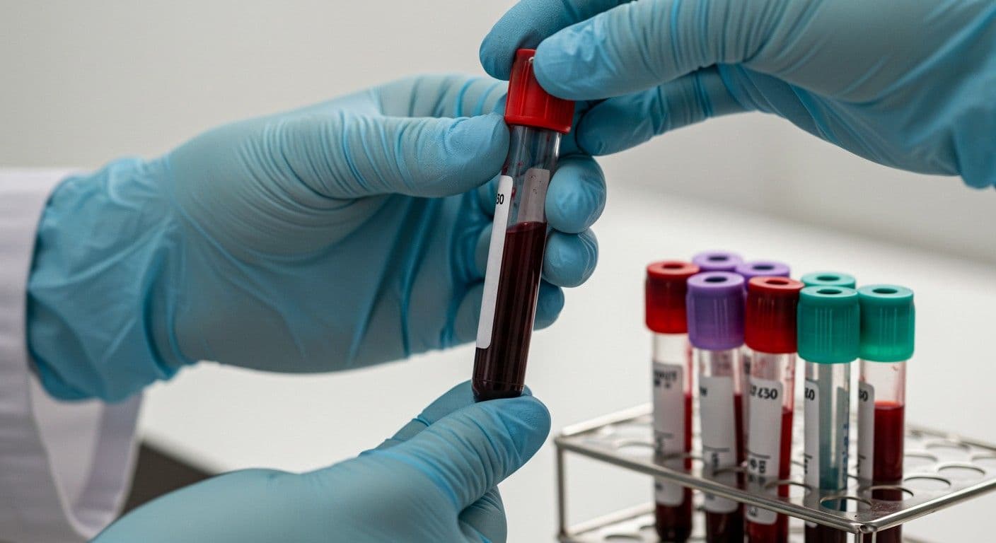 Profissional de luvas segura tubo de coleta para exames laboratoriais